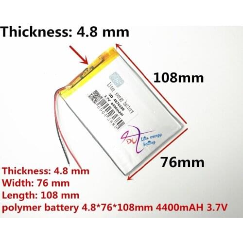 Best battery brand wholesale NEW Battery for tablet PC PL4876108 battery 3.7V 4400MAH