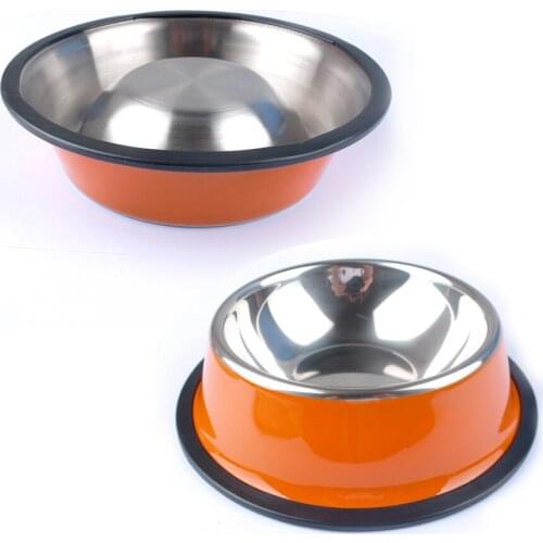 Pet Dog Stainless Steel Bowls Puppy Cats Food Drink Water Dish Feeder Travel Non-slip Dishes Pets Supplies Dog Food Container