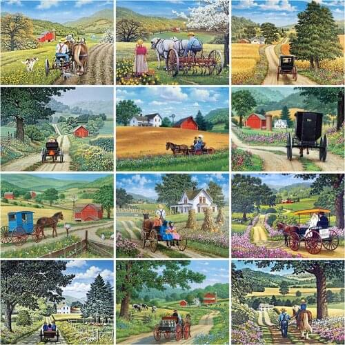 MomoArt 5D DIY Diamond Painting Farm Handicrafts Diamond Embroidery Spring Landscape Cross Stitch Nature Home Decor Gift