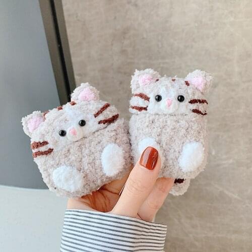 Cute Plush Knitting Rabbit Dog Wireless Bluetooth Earphone Case For AirPods 1/2 Earphones Protective Cases For Airpods 2 Cover