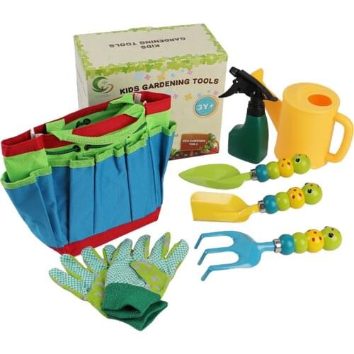 Children Garden Tool Set Watering Can Gardening Shovel Rake Spade Toys Boys Girls Learning Engineering Puzzle Toys Birthday Gift
