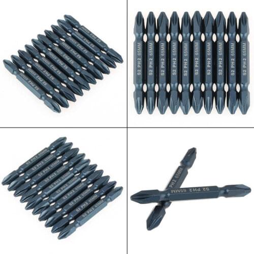 Set of screwdriver bits 10 H6 3 * 65 * PH2 Set of double-headed screwdriver bits 1 / 4inch shank 65mm