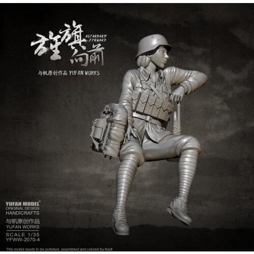 YUFAN MODEL 1/35 Resin model kits Female soldier self-assembled YFWW-2070-4
