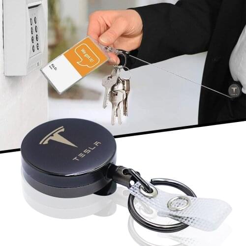 New metal car keychain key ring creative free stretch rope For Tesla MODEL3 MODEL 3 S X Y Auto Accessories car styling