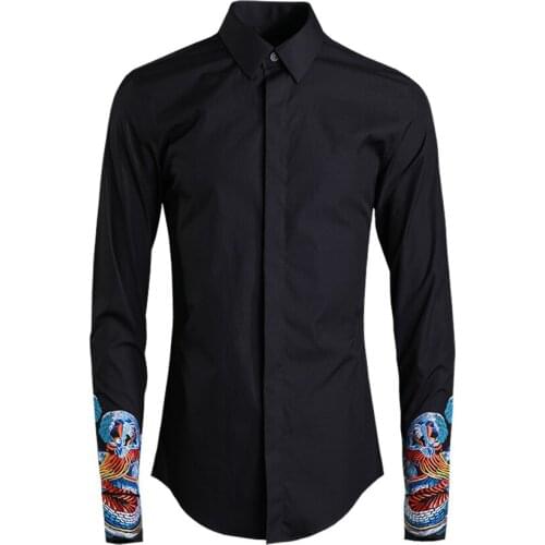 New arrival high quality Hand-painted Traditional Yunlong Patterns Men Classic Fashion Casual cotton Shirts plus size M-3XL 4XL
