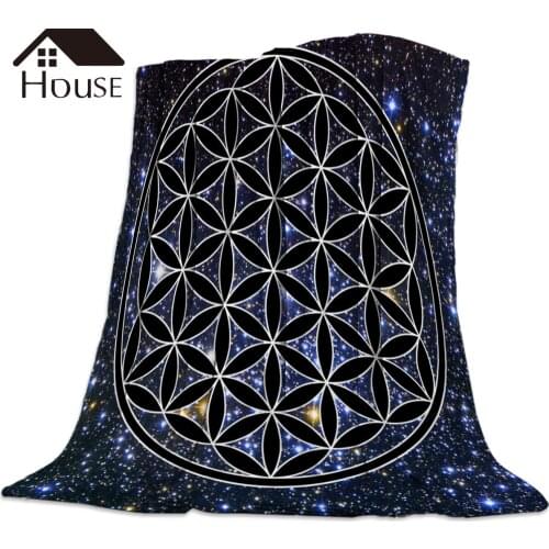 Flower Of Life In The Space Printed Nap Blanket Soft Comfortable Velvet Plush Flower Blankets Warm Sofa Bed Sheets