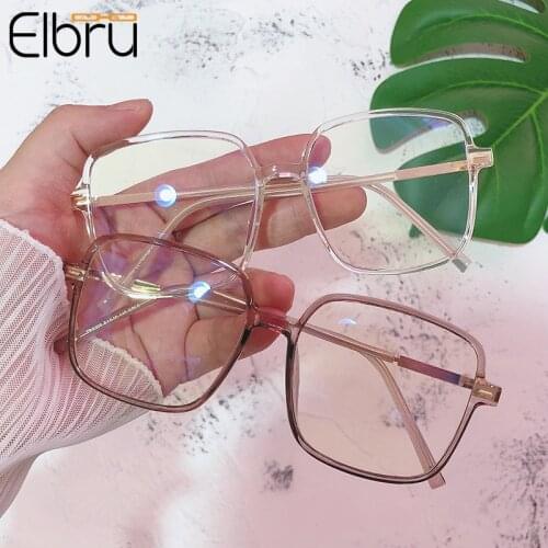 Elbru Anti Blue Light Glasses Fashion Womens Mens Eyewear Frame Unisex Square Eye Glasses Frame Optical Transparent Glasses