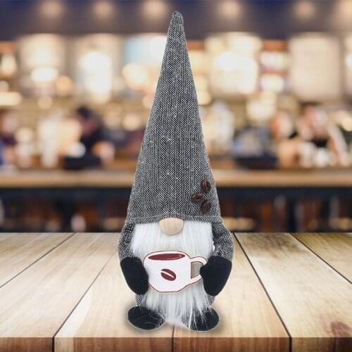 Wholesale Quality A Coffee Gnome Plaid Swedish Tomte Gnome Plush Doll Coffee Bar Decoration Gift Home Decor