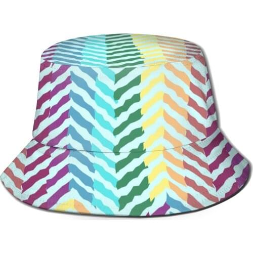 CINESSD Abstract Rainbow Waves Unisex Casual Sun Hat Bucket Hat for Men Women Bob Hip Hop Caps Summer Fisherman Hat Panama