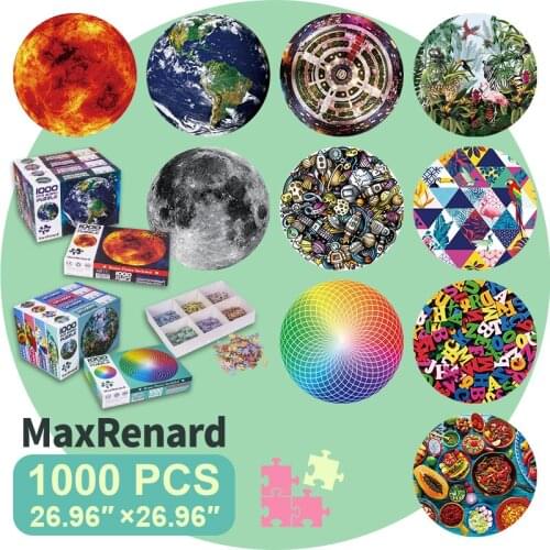 MaxRenard 1000 Pieces Round Shape Jigsaw Puzzles for Adults 70*70cm Paper Assembling Painting Creative Puzzles for Adults Gifts