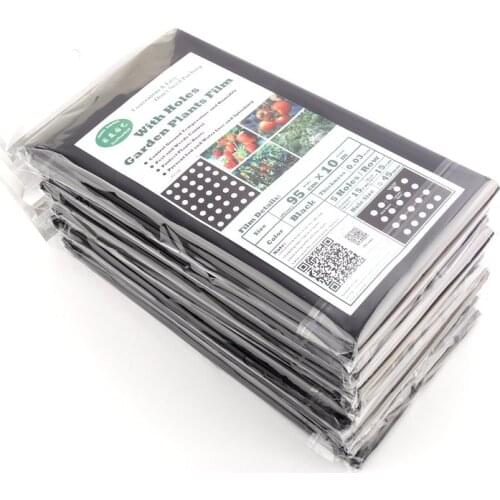 2pcs 10m 5Holes Black Mulch Film Perforated PE Film Gardening Flower Vegetable Seedling Plants Plastic Mulching Membrane
