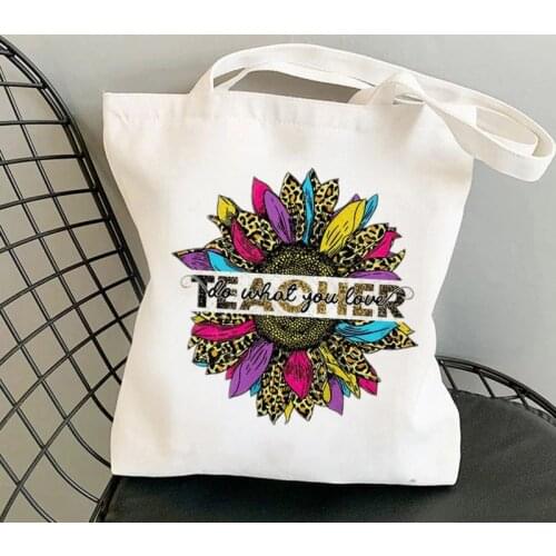 Teacher Supplies colored Flower Printed Tote Bag women Harajuku shopper Funny handbag Shoulder shopping Lady gift Canvas Bag