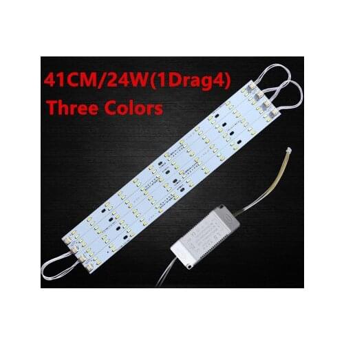 Led Ceiling Lamp Reconstruction Rectangular Light Bulb Light Bar Lamp Beads Core Board Three Colors Bright 41cm 24W 1 Drag 4