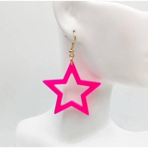 Unique Design Shiny Colorful Resin Acrylic Star Drop Earring For Women Gift Jewelry Accessories Lady Femme