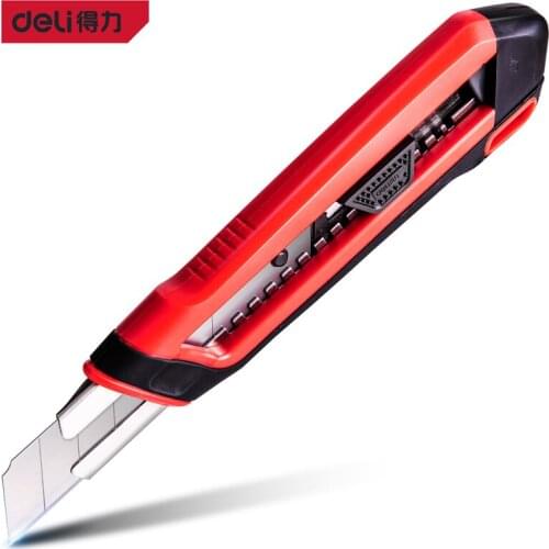 Deli DL018G Utility Knife With Plastic Handle SK2 Blade Plastic Handle Shell Electrician Tools Office Tools Auto Lock Function
