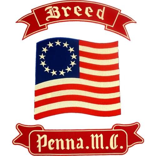 BREED PENNA.M.C AMERICAN FLAG MOTORCYCLE BACKING Embroidered biker Patches