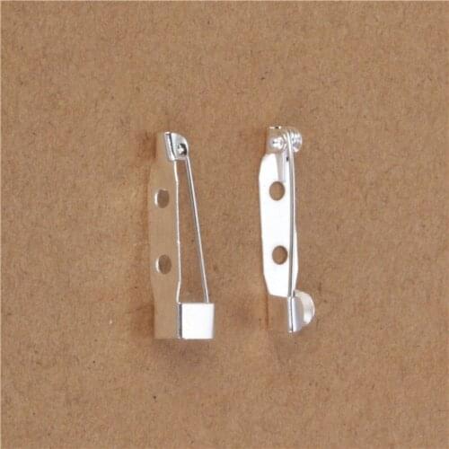 40PCs Siver Jewelry Findings Brooch Base Blank Setting Back Pin Safety Needle Bar Metal Glue On Scrapbook Making 15 20 25 30mm