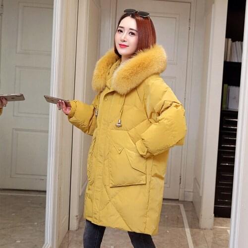 Ayusnue 2020 new parka winter jacket women down cotton coat hooded fox fur collar Korean warm oversized parkas mujer 18109