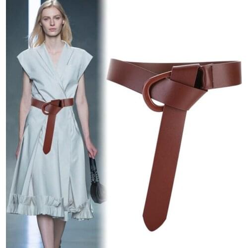 4 Cm Widewomen Soft Real Leather Knotted Strap Belt Luxury Design Waist BeltsFemale Fashion Clothing BeltsWaistbands Accessories