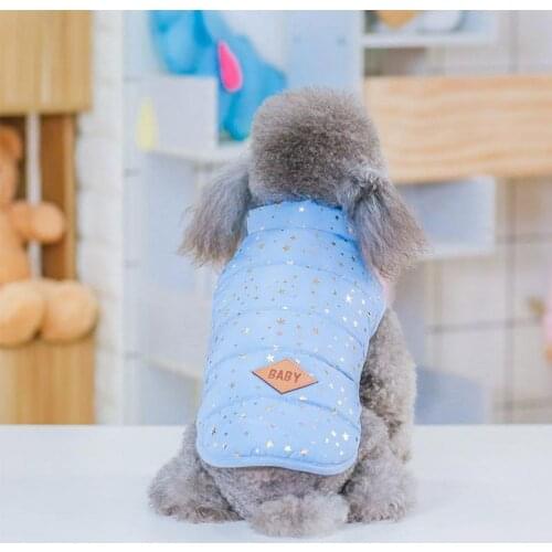 Winter Warm Dog Clothes Pet Sliver Stars Printed Coat Dog Cotton Down Waterproof Jacket HoodiesFor Small Dogs Puppy Chihuahua