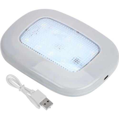 10 LED Car Reading Light Magnet Dome Light Vehicle Roof Ceiling Lamp USB Charging Auto Interior Light White Universal