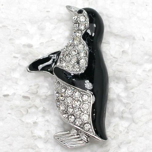 12pcs/lot Wholesale Penguin Brooch Rhinestone Enamel Fashion Pin brooches Jewelry gift C101733