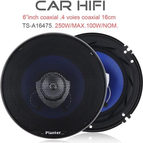 2pcs 6.5 Inch 16cm 250W Car HiFi Coaxial Speaker Vehicle Door Auto Audio Music Stereo Loudspeaker Subwoofer for Car Audio System