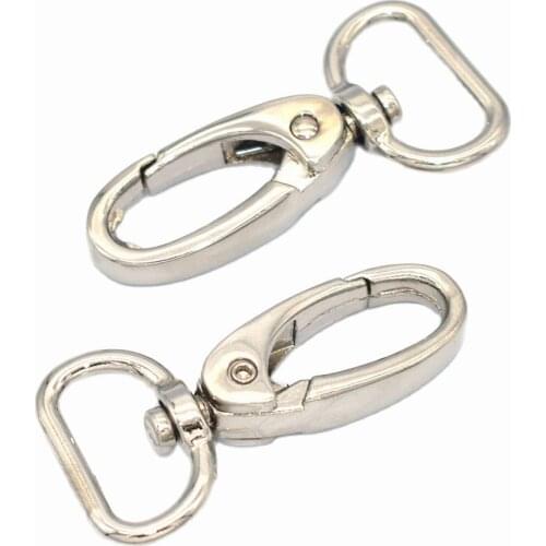 20mm Inner Silver swivel clasp Swivel Snap Hooks Lobster Clasp Claw Push Gate Trigger Clasps Oval Ring For key backpack 2pcs