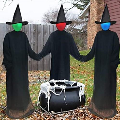 3pcs Lighted Halloween Holding Hands Witch Decoration Set Sound Voice Control Glow and Sound Haunted House Party Props
