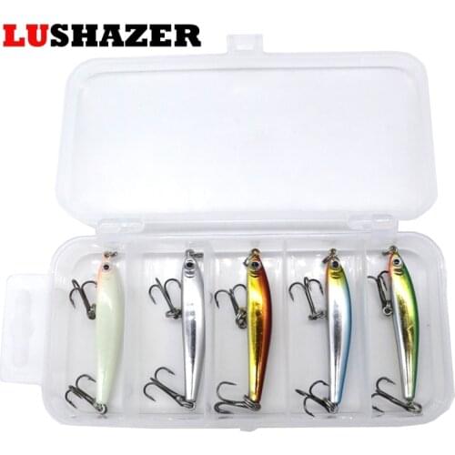 5pcs/lot box bait LUSHAZER vib fishing lure 3.5g 5cm wobbler spinners fly fishing bait jigging peche leurre minnow hard lure