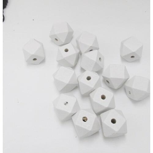 50pcs/lot White color Faceted Wood Geometric Wood Beads