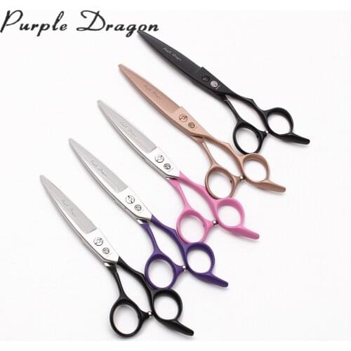 6 inch 17cm 440C Titanium Purple Dragon Hairdressing Suppies Cutting Shears Thinning Scissors Willow Leaf Shape Hair Scissors