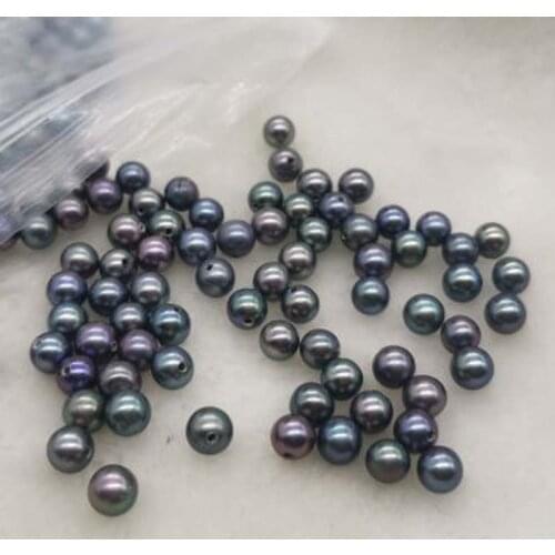 AAA new lots 50 pcs black freshwater pearl half drilled loose pearls