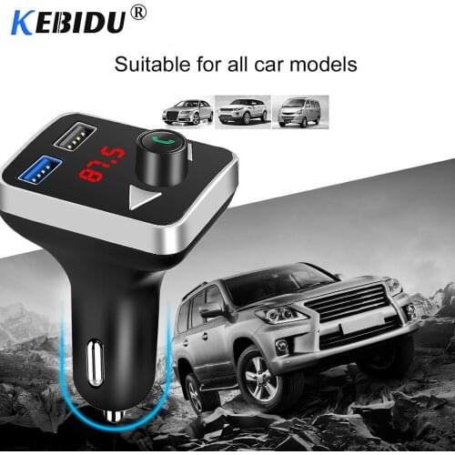 Kebidu 2.1A Car Charger USB Wireless Hands free Call FM Transmitter Bluetooth Car Kit Support TF Card Car MP3 Music Player