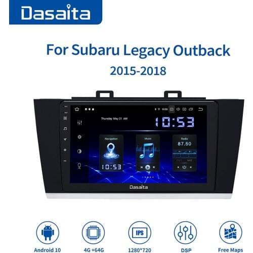 Dasaita 9" Car 1 din GPS Stereo Radio Tunner Android 10.0 for Subaru Legacy Outback 2015 2016 2017 2018 USB MP3 Touch Screen