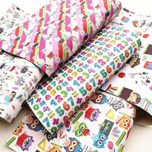 Free shipping A4 20*33CM cartoon back to school print synthetic leather fabric for DIY accessories BHY613
