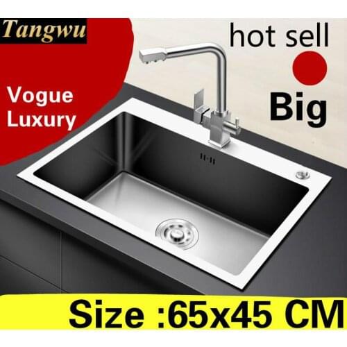 Free shipping Apartment multifunction kitchen manual sink single trough do the dishes 304 stainless steel hot sell 650x450 MM