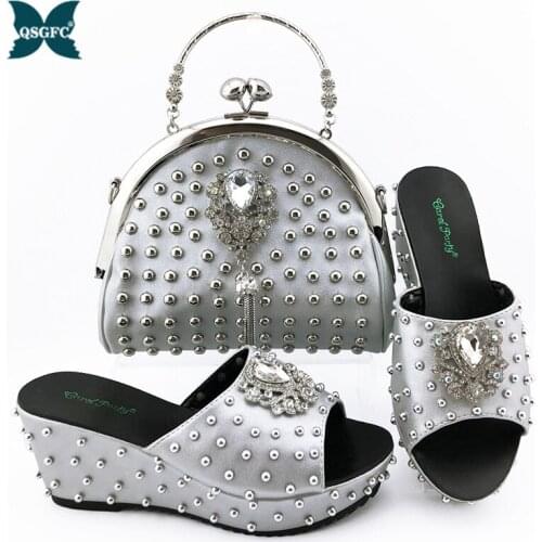 Shoes and Bag Set African Sets 2020 Hot Selling Italian Style Slingbacks African Women Slippers Nigerian Sandals High Quality