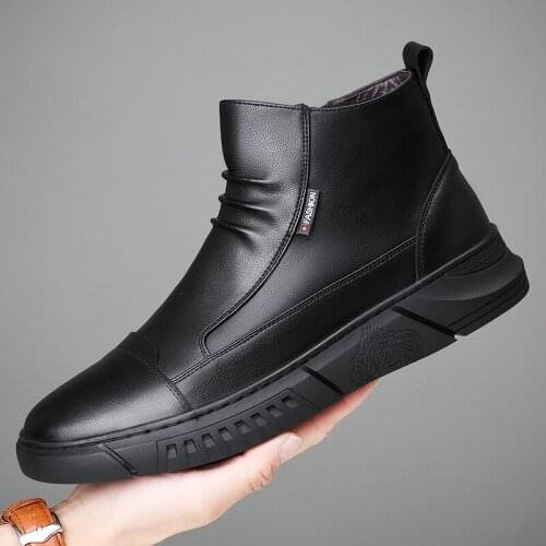 Botas Hombre Men Shoe Winter Genuine Leather Chelsea Boots 100% Pure Wool Keeps Warm Fashion Martin Ankle Boots Zapatos Hombre