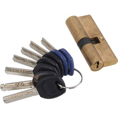 Euro Profile Cylinder Barrel 5 Pin Lock Brass Satin Nickel Finish 75mm(32.5x42.5mm) With 7 Keys