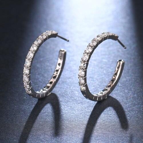 Ekopdee Vintage Round Cubic Zirconia Kpop Earrings Women CZ Hoop Earrings Jewelry Gift 2021 New