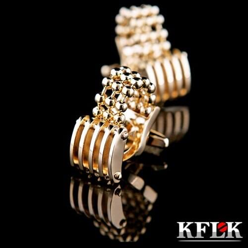 KFLK Luxury shirt cufflinks for mens gift Brand cuff buttons Gold Chain cuff links High Quality abotoaduras gifts Jewelry