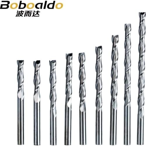 1pc 3.175mm SHK Wood cutter CNC Router Bits 2 Flutes Spiral End Mills Double Flute Milling Cutter Spiral PVC Cutter