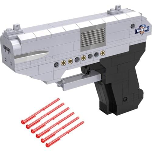 Gun Toys Building Blocks Double-barreled Pistol Model Desert Eagle Props Kids Shooting Games Children Boys Gift