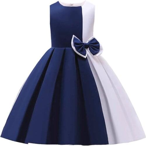 2021 Two Color Kids Christmas Princess Dress For Girl Children Elegant Bow Birthday Evening Dresses Prom Wedding Party Clothes