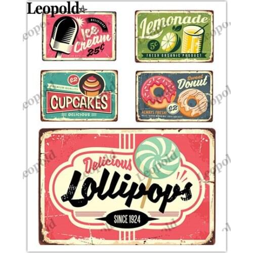 Drink Metal Plaque Candy Poster Cake Lemonade Tin Plate Letter Metal Brand Restaurant Dessert Shop Kitchen Home Decoration