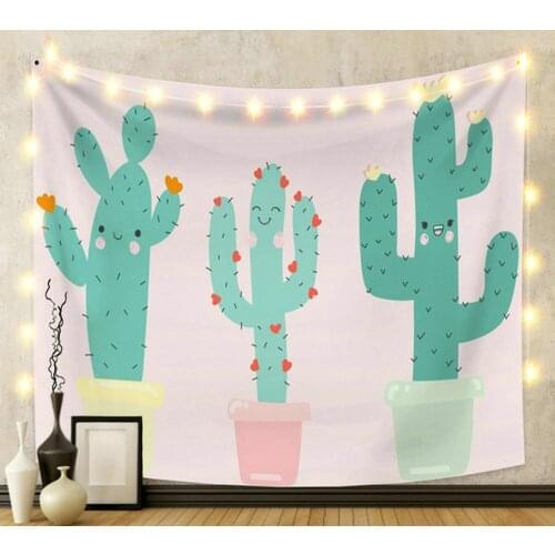 Cute Baby Cactus Flower Natural Plant Tapestry for Livingroom Photography Wall Decor