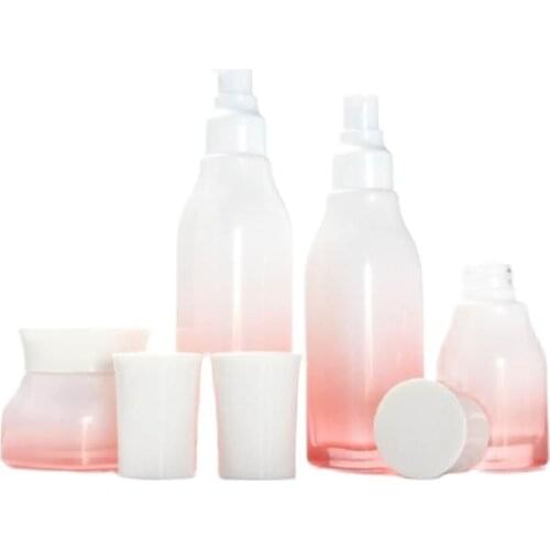Mini Spray Bottle Empty Cosmetic Packaging Container Square Shape Emulsion Press Glass Toner Bottles Spray