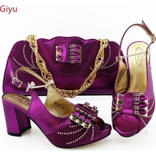 Doershow African magenta shoe and bag set for party Italian shoe with matching bag new design lady matching shoe and bag!SGO1-33