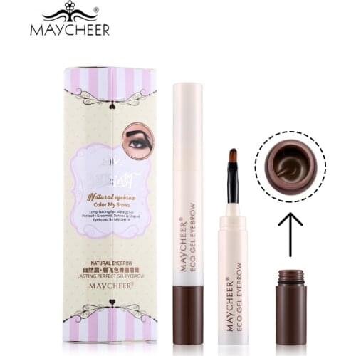 MAYCHEER 5 Colors Natural Eyebrow Gel Lasting Beauty Waterproof Sweat Proof Eye Brow Enhancers Cream Pencil with Brush Cosmetic
